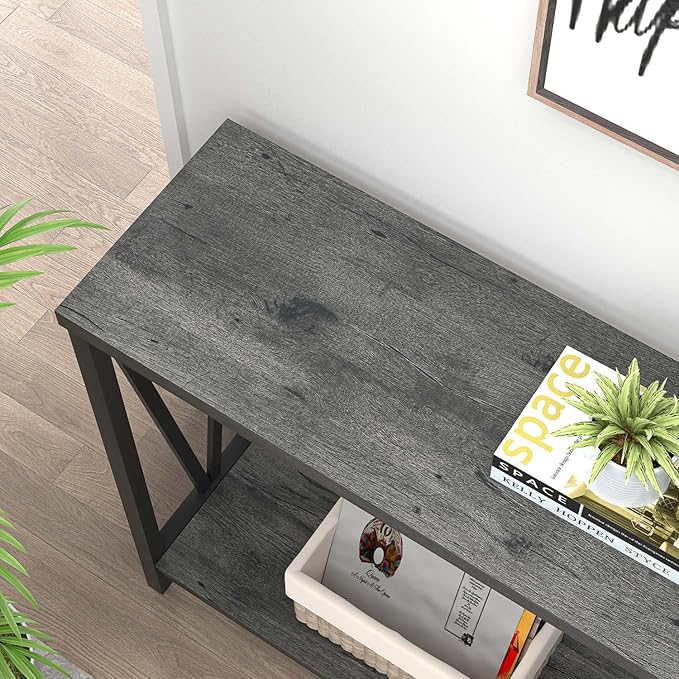 EXCEFUR Entryway Table, Rustic Wood Sofa Console Table - Image 4