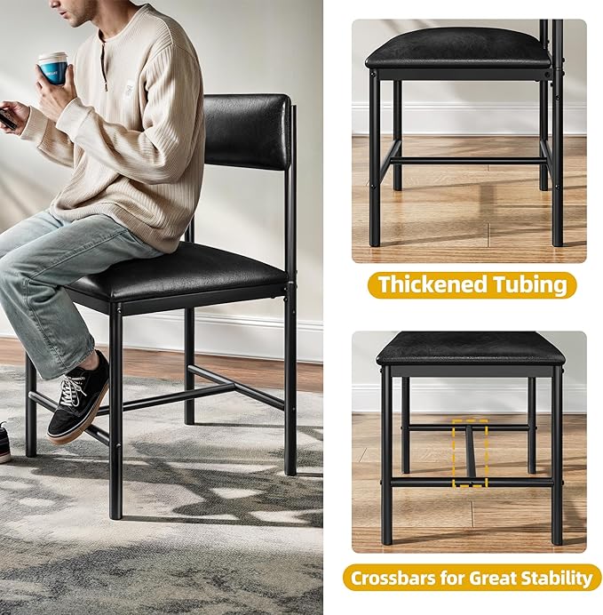 DWVO Dining Room Chairs Set of 4 Black Modern Upholstered Dining Chairs Faux - Image 5