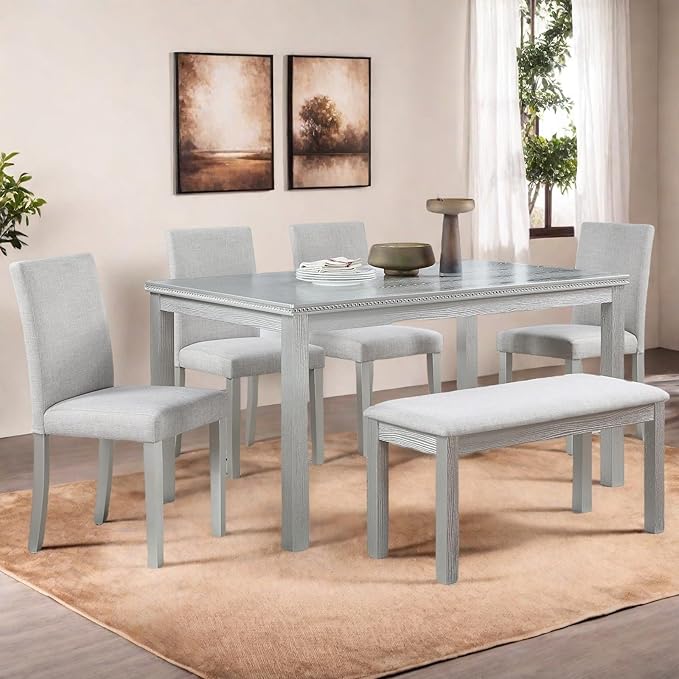 Dining Table Set for 5, 6 Piece Dining Room Table Set - Image 5