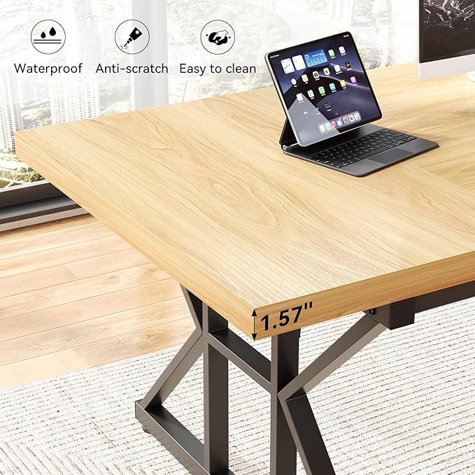 LITTLE TREE 70.8-Inch Large Executive Desk, Modern Computer Office Desk - Image 5