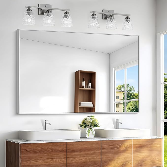 BONEWEI Silver Bathroom Mirror, 55x36 inch Wall Mirror by BONEWEI