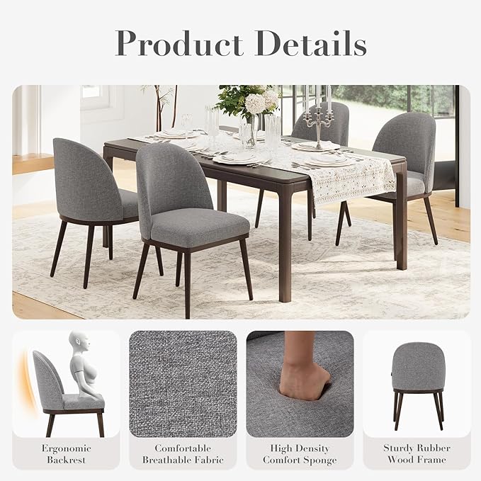COLAMY Upholstered Dining Chairs Set of 6, Large Dining Room Kitchen Chairs - Image 4