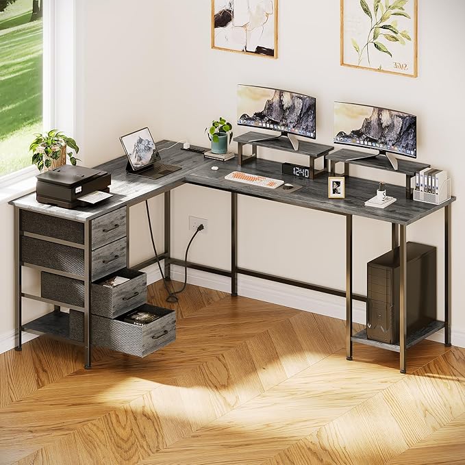 66" L Shaped Computer Desk, 94.4'' Home Office Desk - Image 9
