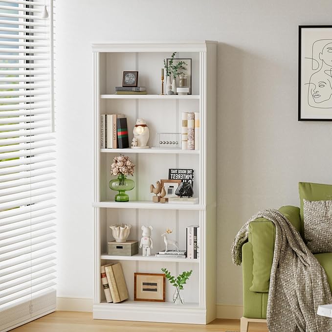 YESHOMY 72" Bookcase and Bookshelf, 5-Tier Wood Bookcases by SearchallYESHOMY