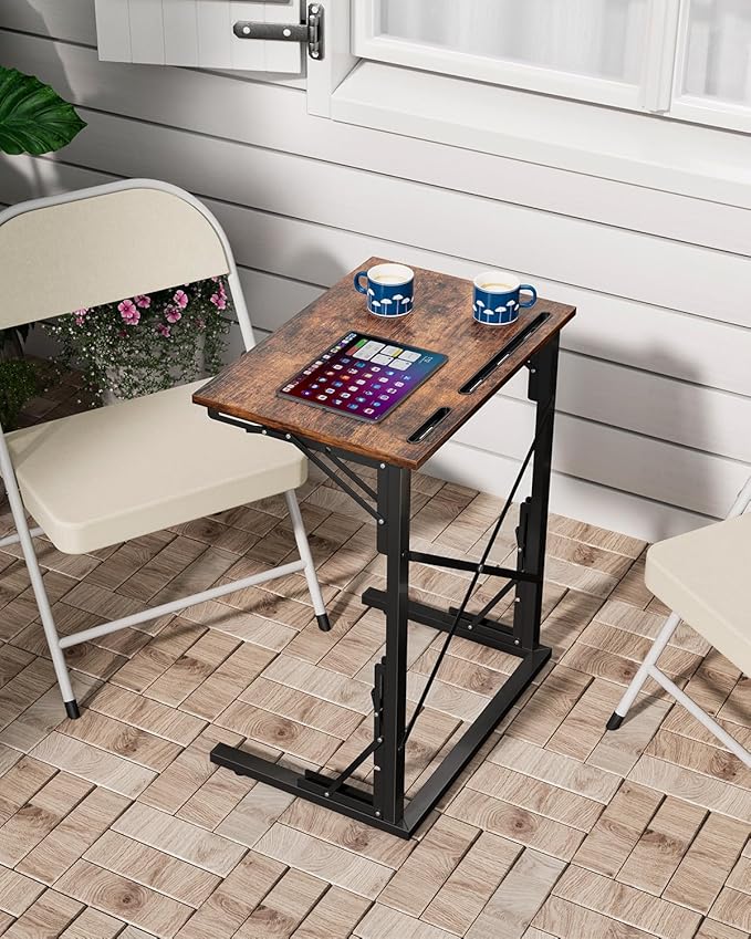 21''Wx28''H Folding TV Tray for Eating, Small Foldable C-Shaped Tray Table - Image 2