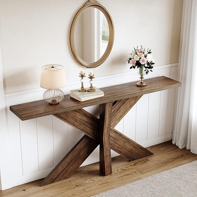LITTLE TREE 70.9" Narrow Console Table, Industrial Entryway Table - Image 6