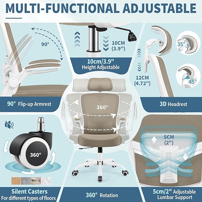 FelixKing Ergonomic Office Chair, Headrest Desk Chair Office Chair - Image 6