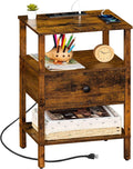 Lerliuo Nightstand with Charging Station and USB Ports, 3-Tier Storage End by Lerliuo