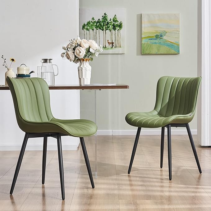 YOUNUOKE Green Dining Chairs Set of 2 Mid-Century Modern Kitchen Dining Room by YOUNUOKE
