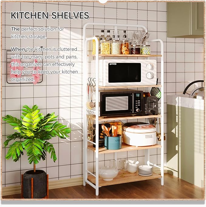 4NM No Assembly Folding Bookshelf 5 Tiers Vintage Industrial White Book Shelf - Image 4