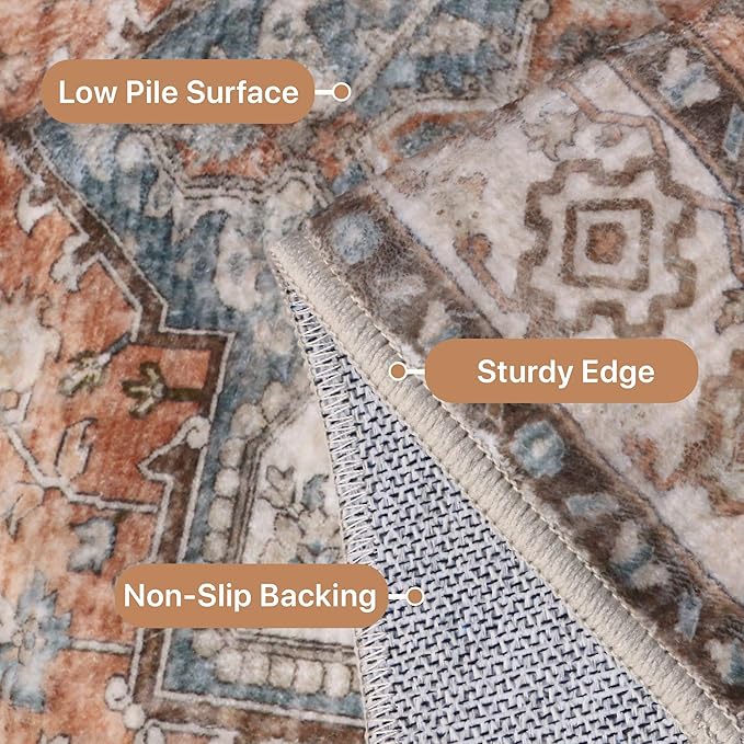 GENIMO 2x10 Runner Rugs for Hallway, Machine Washable Non Slip Vintage Rugs - Image 4
