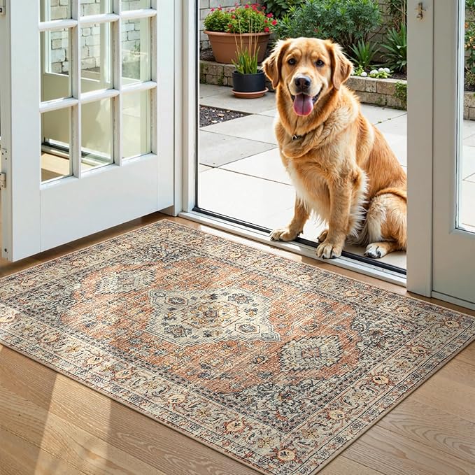 Lahome Oriental Door Mat Indoor Entrance, 2x3 Washable Indoor Rugs - Image 2