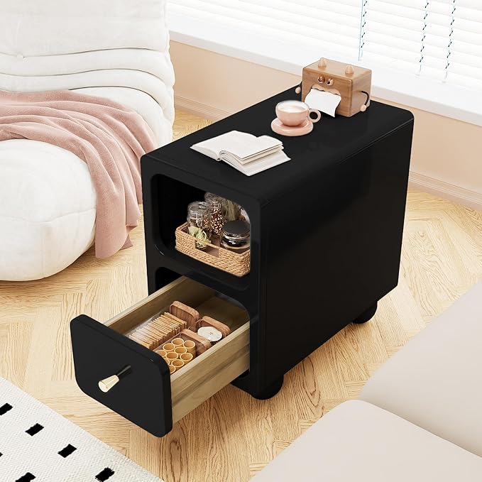 Solid Wood Nightstand, Narrow Night Stand - Image 9