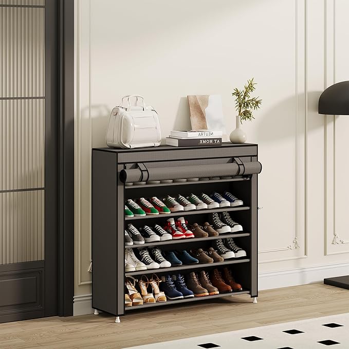 Calmootey 5 Tier Shoe Rack Organizer to Hold 25 Pairs, Portable Shoe Shelf - Image 5