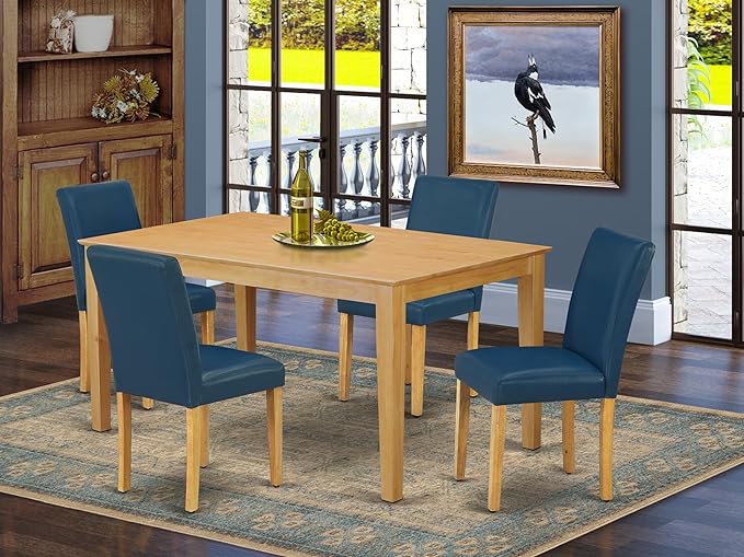 East West Furniture CAAB5-OAK-55 5 Piece Dining Set Includes a Rectangle Dining - Image 2