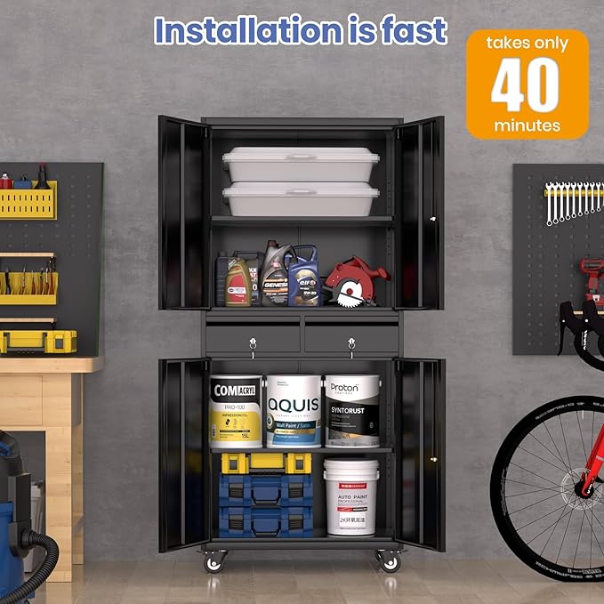 Garvee Metal Storage Cabinet, 73 Inch Garage Storage - Image 6