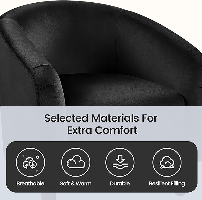 Yaheetech Barrel Chair, Modern Accent Chair Comfy Velvet Armchair Club Sofa - Image 7