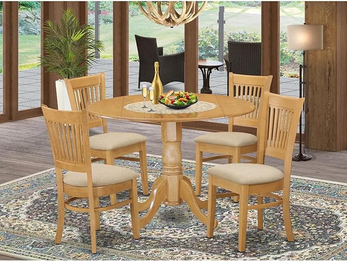 East West Furniture DLVA5-OAK-C 5 Piece Kitchen Table & Chairs Set Includes a - Image 7