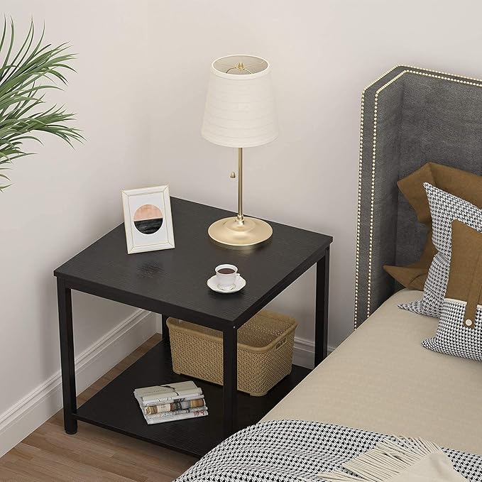 Homieasy Side Table 20 Inch Square, 2-Tier Coffee Tea End Table Nightstands - Image 4