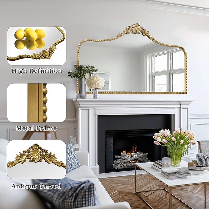 G-LEAF Vintage Baroque Mirror 48"X30", Victorian Antique Mirror - Image 4
