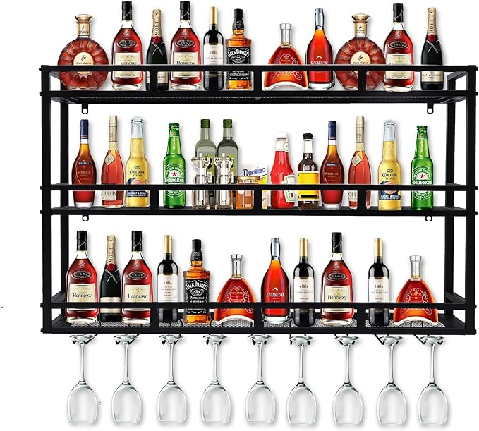 Metal Wine Rack Wall Mounted, Bar Shelves by HFTUW