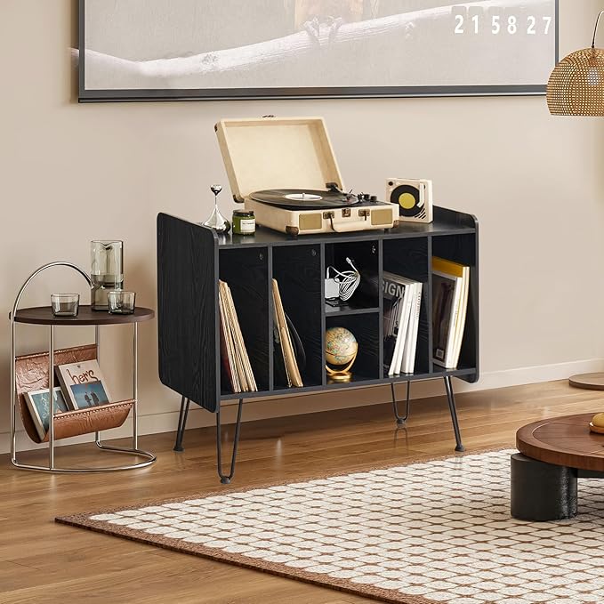 Large Record Player Stand with Vinyl Storage, Holds Up to 200 Albums, Turntable - Image 7