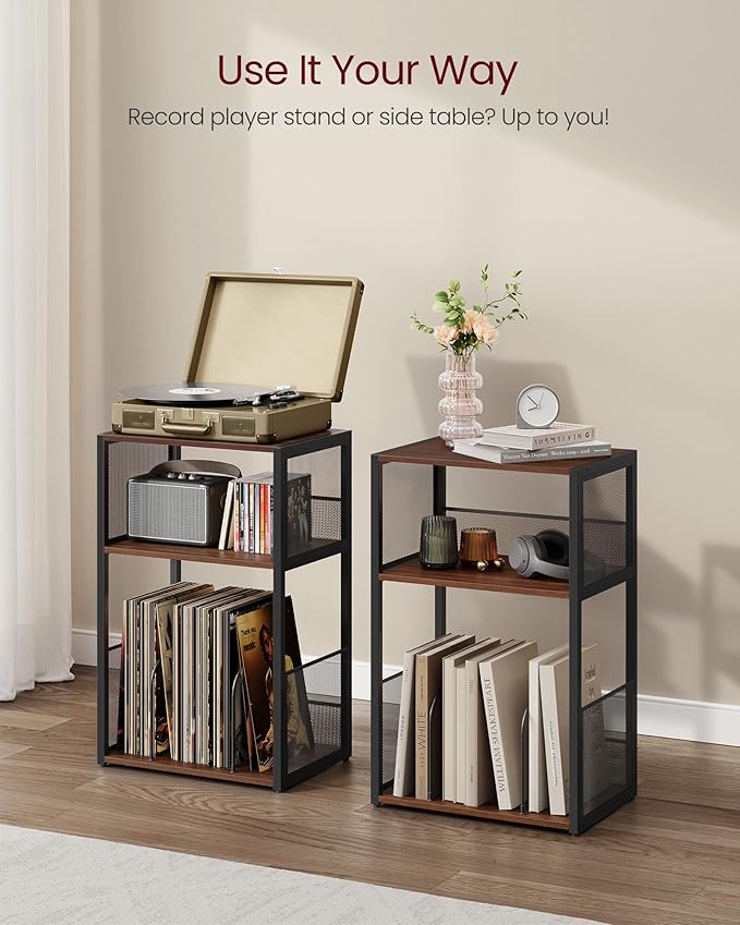 VASAGLE Record Player Stand, 3-Tier Side Table, Vinyl Record Storage up to 100 - Image 6