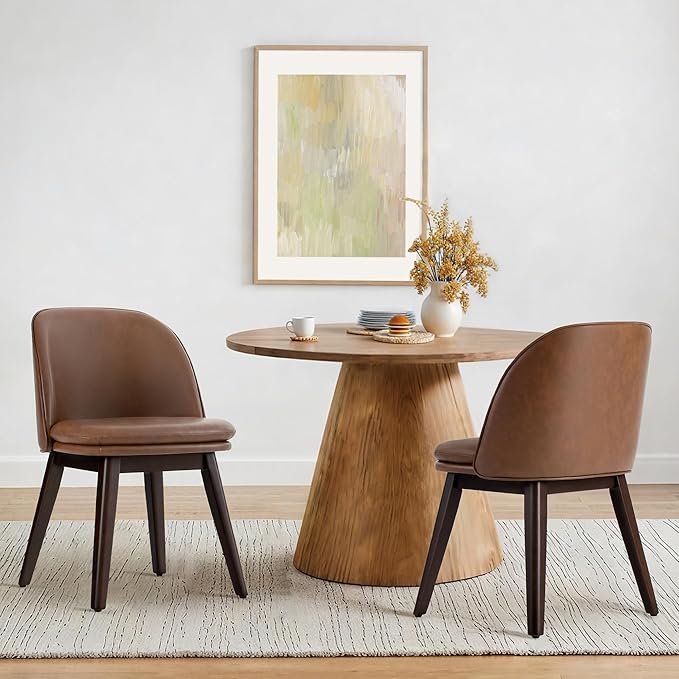 Wooden Dining Chairs Set of 4, Faux Leather Upholstered Modern Dining Room - Image 7