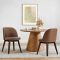 Wooden Dining Chairs Set of 2, Faux Leather Upholstered Modern Dining Room by Kislot
