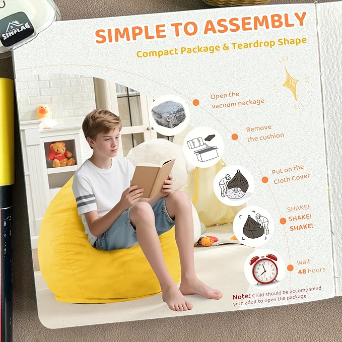 2FT Bean Bag Chair, Comfy Bean Bag Chairs - Image 5