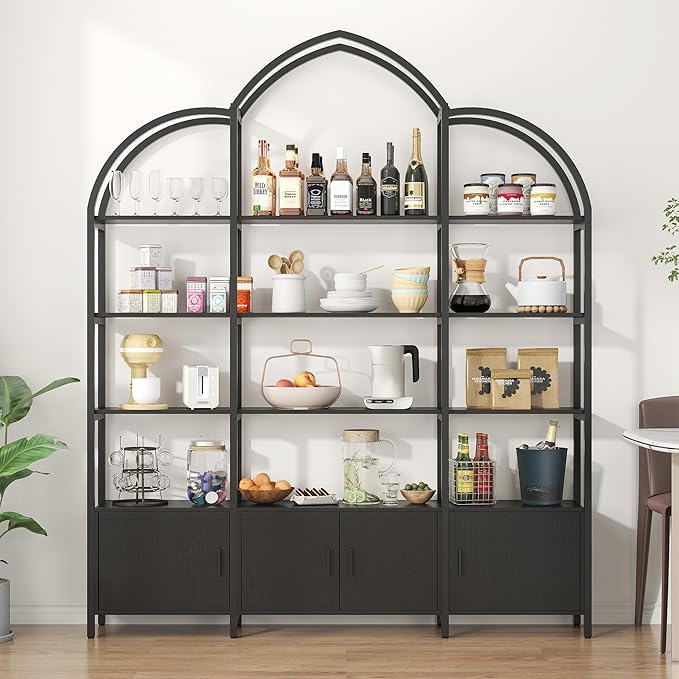 Triple Wide 5 Tier Tall Arched Bookshelf and Bookcase - Image 8