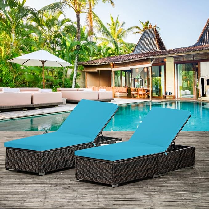 Chaise Lounge Cushions Outdoor Set of 2 - Image 9