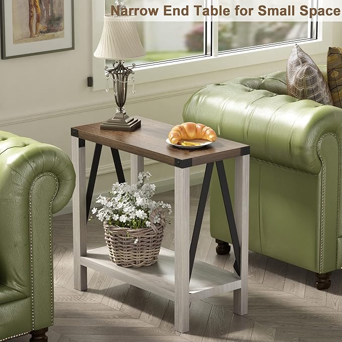 ChooChoo Farmhouse End Table for Small Spaces, Narrow Side End Table - Image 3