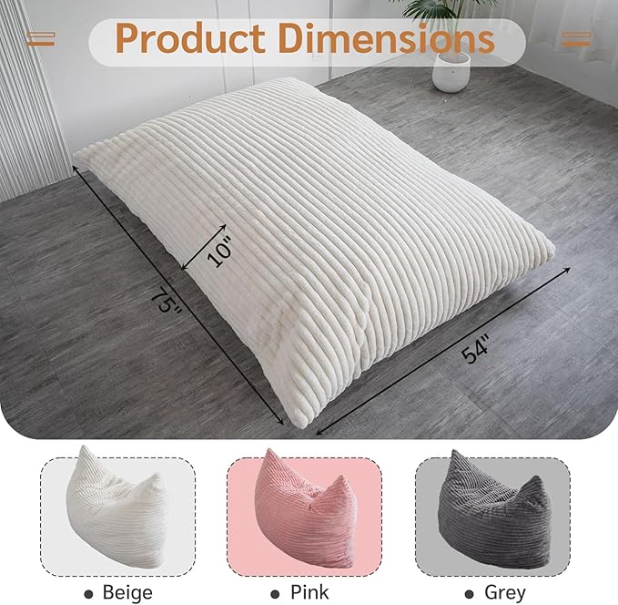 BYBYME 3 in 1 Bean Bag Chairs, Bean Bag Bed - Image 7