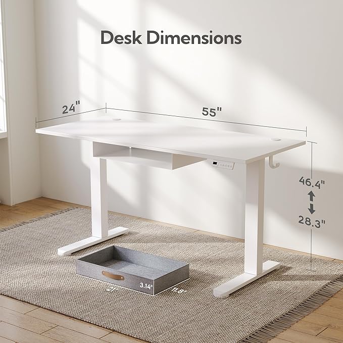 Seang Standing Desk with Drawer, 3 Memory Height Settings with Cable Grommets & - Image 3