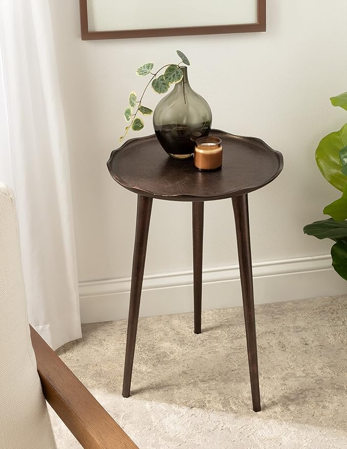 Kate and Laurel Alessia Modern Round Metal Side Table; 15 x 15 x 22; Bronze; - Image 2
