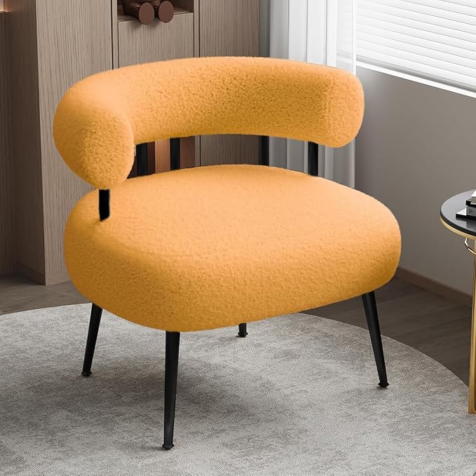 Modern Accent Chair, Round Upholstered Barrel Armchair by SEYNAR