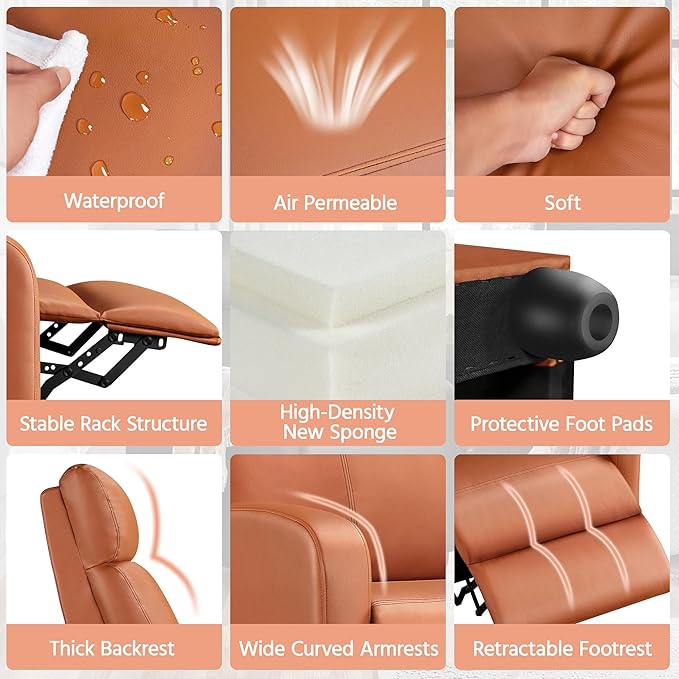 Yaheetech Recliner Chair PU Leather Recliner Sofa Home Theater Seating - Image 6