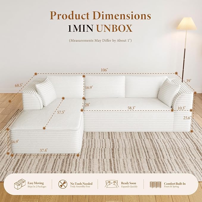 Vesgantti 106" Boneless Couch - Image 2