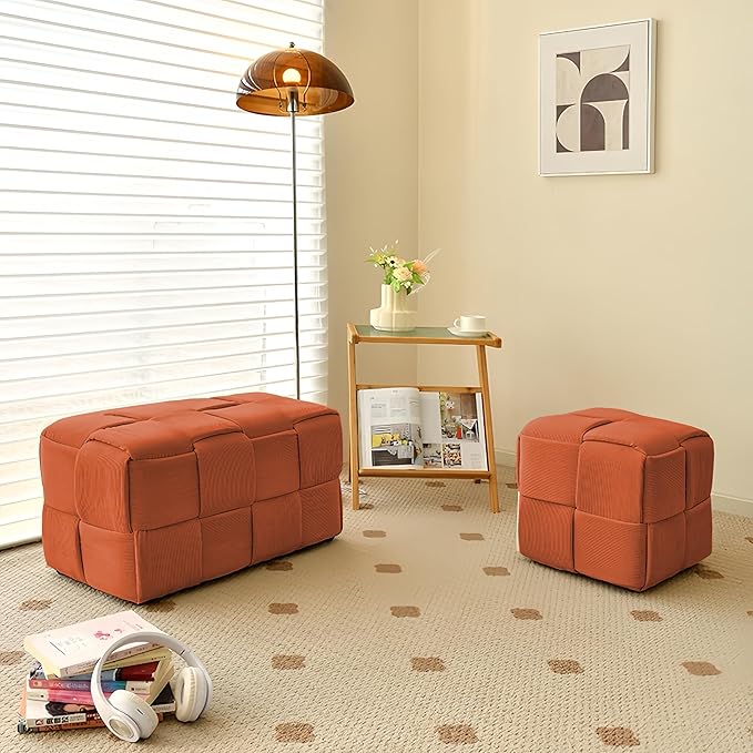 Ottoman Foot Rest Soft and Comfortable Ottoman Square Corduroy Woven Design - Image 6