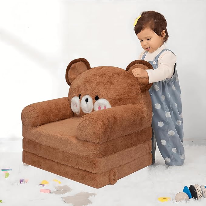 MONKISS Kids Couch, Comfy Toddler Chair, 2 in 1 Fold Out Kids Sofa to Lounger - Image 2