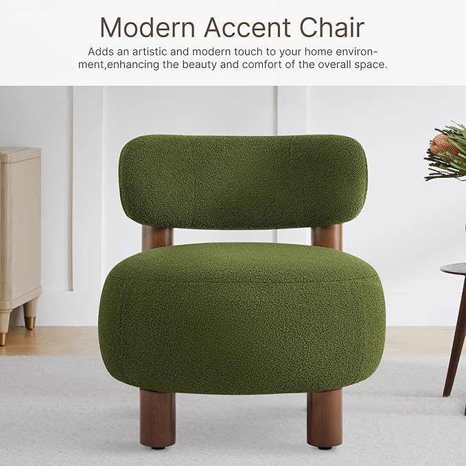 Modern Boucle Accent Chair Set of 2, - Image 4
