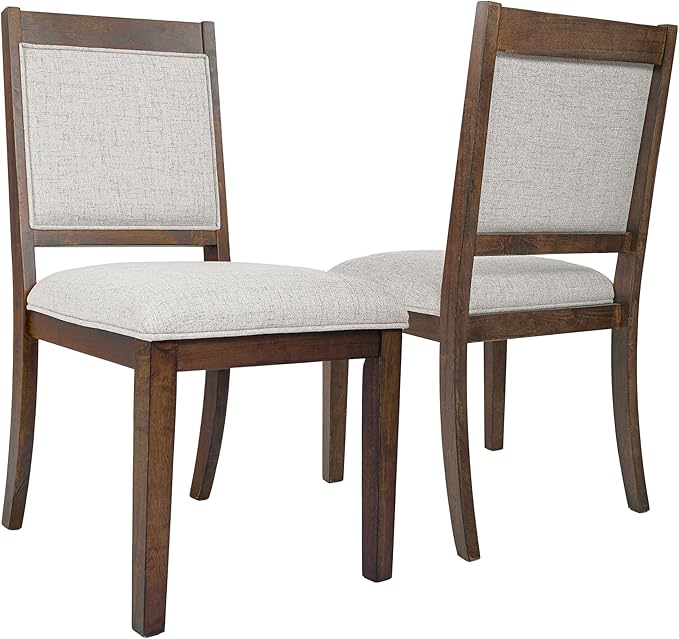 HomePop Open Back Upholstered Wood Frame Dining Chairs -Neutral Textured Solid by HomePop
