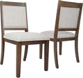 HomePop Open Back Upholstered Wood Frame Dining Chairs -Neutral Textured Solid by HomePop