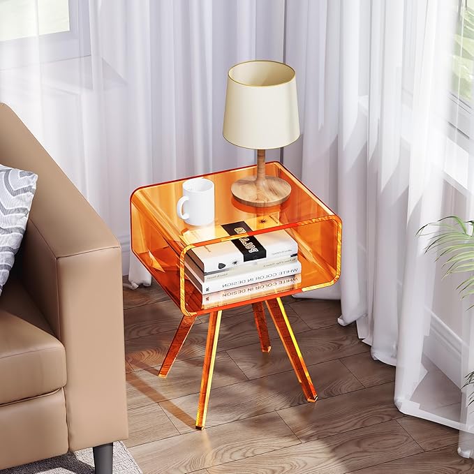Acrylic Side Table, Acrylic Nightstand Bedside Table - Image 4