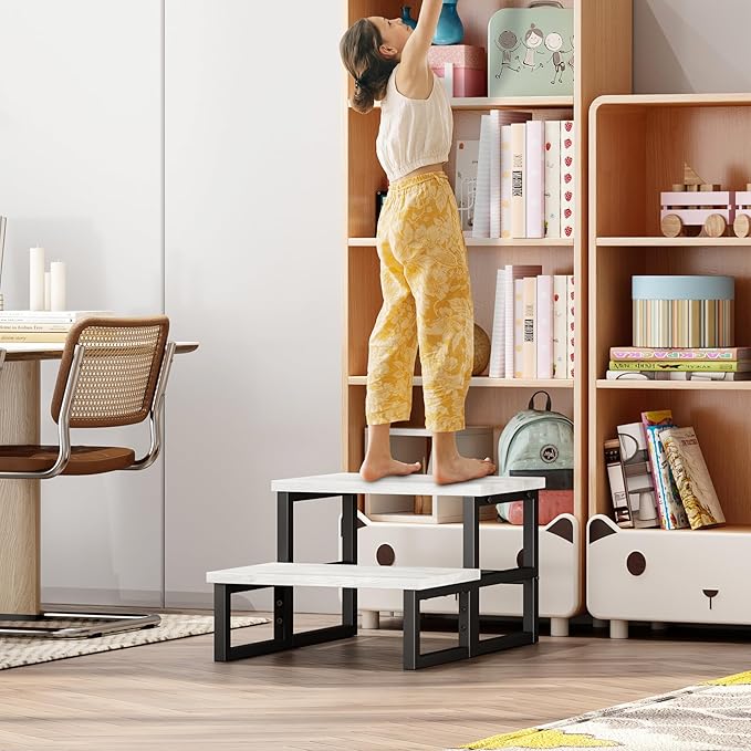 Homeiju 3 in 1 Step Stools for Adults Kids Toddler, Heavy Duty Wooden Step Stool - Image 9