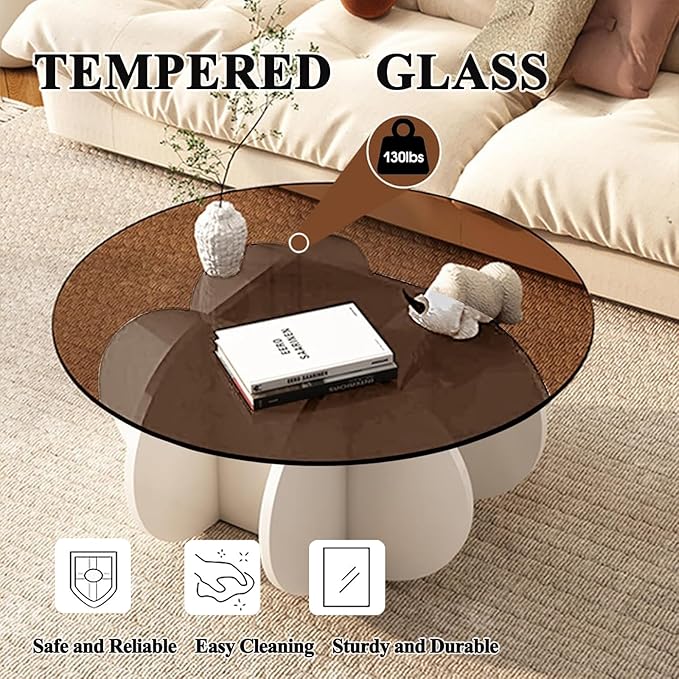 Mid Century Modern Round Glass Coffee Table - Image 6