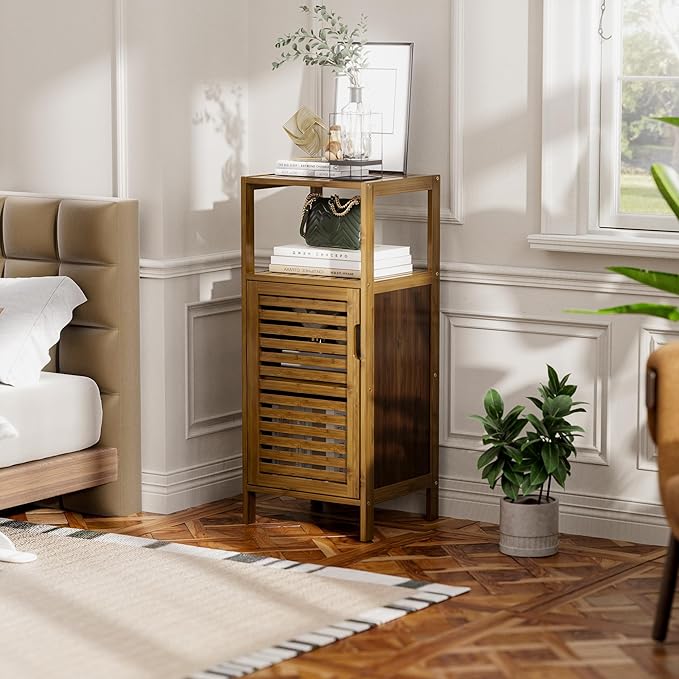 HITNET Bathroom Cabinet, Bamboo Floor Cabinet Free Standing, 4 Tier Sofa Side - Image 2