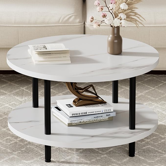 Round Coffee Table, 23.6" Circle Coffee Table - Image 8