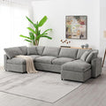 130" Chenille Modular Sofa, Modern 6 Seat Free Combination Cloud Couch Bed Set by Favfurish